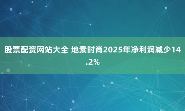 股票配资网站大全 地素时尚2025年净利润减少14.2%